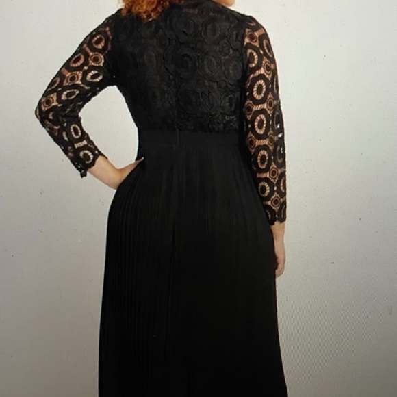 Eloquii Black Lace Evening Dress With Pleated Skirt Eloquii Black Lace Evening Dress With Pleated Skirt